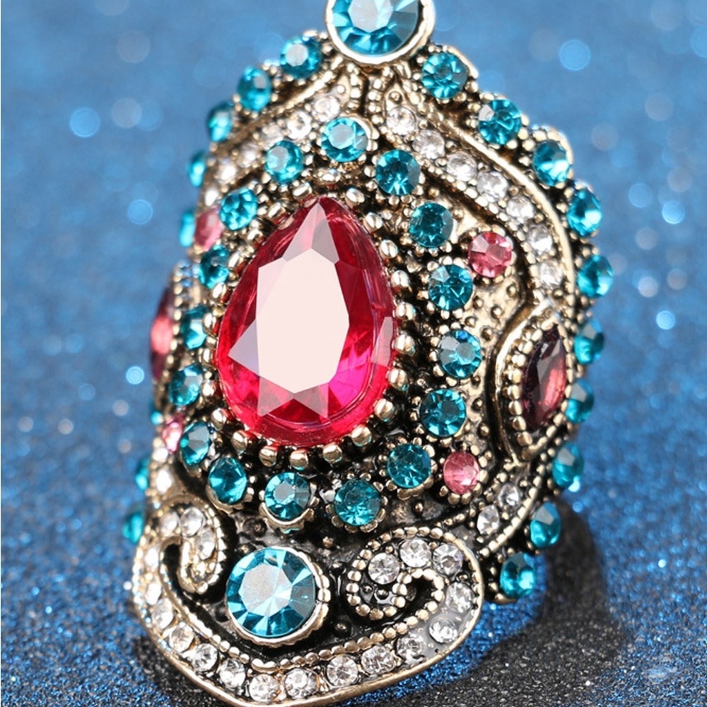 PINK & BLUE RHINESTONE RING💍